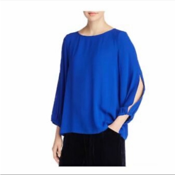 Eileen Fisher Silk Blouse with Keyhole Sleeve in Royal Blue - Size XL - Picture 2 of 8